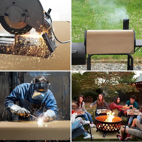 2 Pack Welding Blanket, 4x6 ft Heat Resistant Fire Blanket with Brass Grommets, Welding Blanket Fireproof, Heavy Duty Fiberglass Welding Mat for Grill, Smoker, Camping, Industrial Use in Kuwait