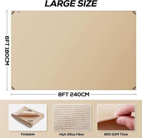 2 Pack Welding Blanket, 4x6 ft Heat Resistant Fire Blanket with Brass Grommets, Welding Blanket Fireproof, Heavy Duty Fiberglass Welding Mat for Grill, Smoker, Camping, Industrial Use in Kuwait