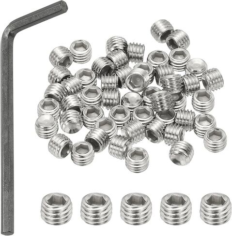 PATIKIL 1/4-28x3/16 Hex Socket Grub Screws, 50 Pcs Cup Point Set Screw with Wrench in Saudi Arabia