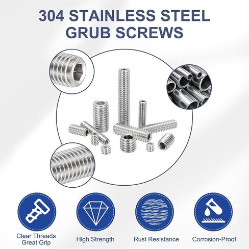 PATIKIL 1/4-28x3/16 Hex Socket Grub Screws, 50 Pcs Cup Point Set Screw with Wrench in Saudi Arabia
