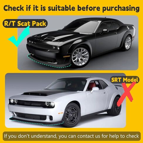 Front Bumper Lip Splitter Cover, for 2015-2023 Dodge Challenger, R/T GT SRT, 2PCS, Yellow in Kuwait