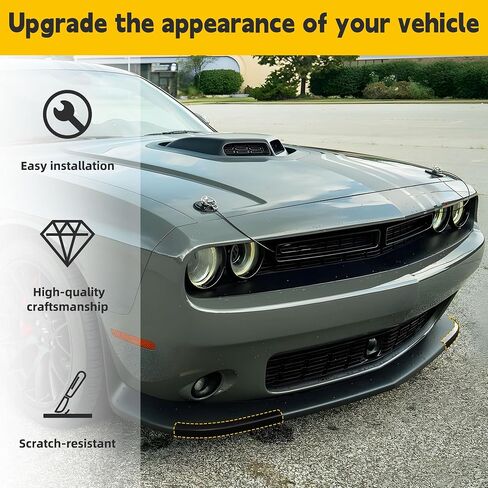 Front Bumper Lip Splitter Cover, for 2015-2023 Dodge Challenger, R/T GT SRT, 2PCS, Yellow in Kuwait