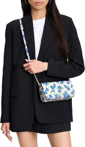 kate spade new york Devin Pixel Hearts Embossed Saffiano Leather Flap Chain Wallet, Cream Multi in Saudi Arabia