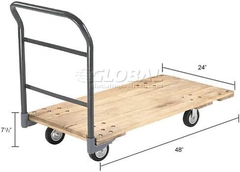 Global Industrial Platform Truck w/Hardwood Deck, 48 x 24, 1400 Lb. Capacity, 5" Rubber Casters in Saudi Arabia