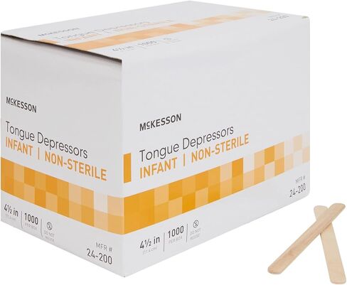McKesson Tongue Depressors [10000 Count] Infant Size, Non-Sterile, Wood, Unflavored, Splinter-Free, 4.5 in - Use for Medical, Arts, Crafts, Spa - 1000 Count, Pack of 10 in Saudi Arabia