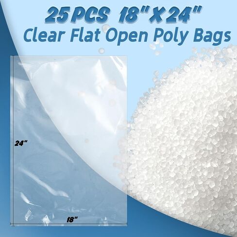 Clear Plastic Bag - 25 Pcs 18x24 Inch Clear Plastic Bags for Packaging Large Flat Poly Bags Cookie Bag Bread Proofing Cover for Food Bakery Clothes Bread Storage in Saudi Arabia