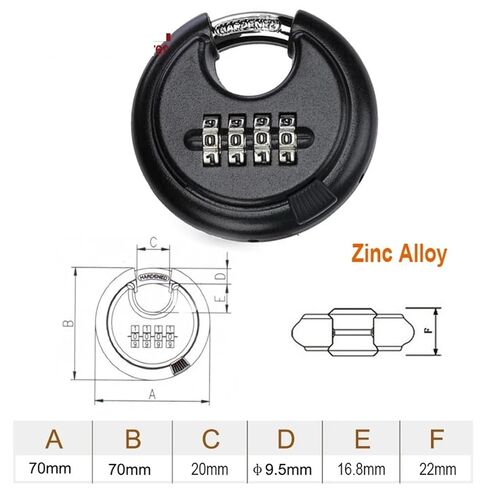 قفل المزيج غير القابل للصدأ 4 أرقام كلمة المرور قابلة لإعادة توزيع خزانة مربع صندوق قفل yp28 1pcs (أسود) in Kuwait