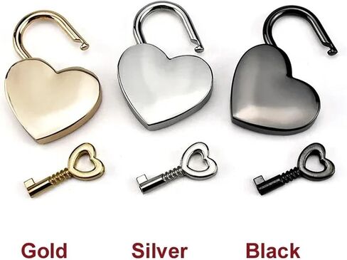 Colorful Heart Shaped Padlock Lover Lock for Women Hand Bags Backpack Jewelry Box Necklace MMS510 1Pcs(Pink) in Saudi Arabia