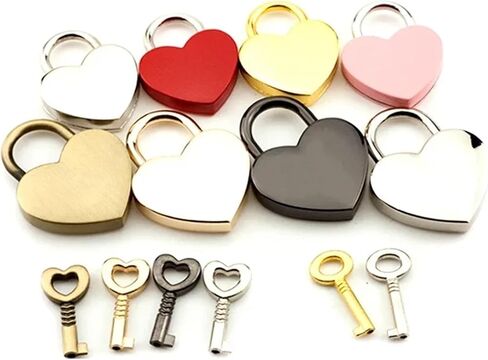 Colorful Heart Shaped Padlock Lover Lock for Women Hand Bags Backpack Jewelry Box Necklace MMS510 1Pcs(Pink) in Saudi Arabia
