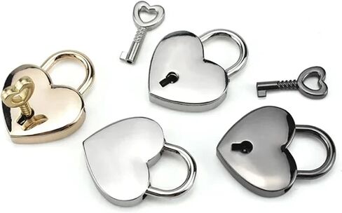 Colorful Heart Shaped Padlock Lover Lock for Women Hand Bags Backpack Jewelry Box Necklace MMS510 1Pcs(Pink) in Saudi Arabia