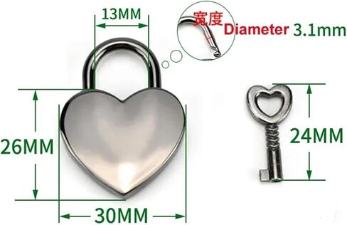 Colorful Heart Shaped Padlock Lover Lock for Women Hand Bags Backpack Jewelry Box Necklace MMS510 1Pcs(Pink) in Saudi Arabia