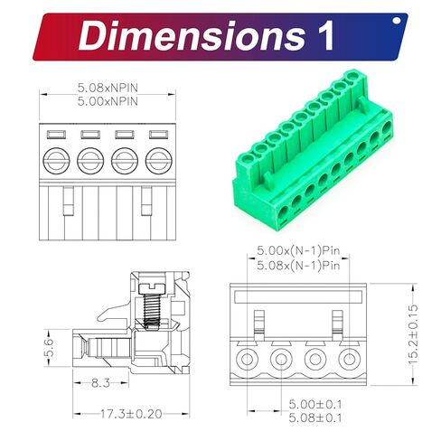 Tcenofoxy 5.08mm 2/3/4/5/6/7/8/9/10/11/12/13/14/15/16/18/20/24 PIN PHONIX CONNECTOR PCB CORLINAL COLLENT in Kuwait