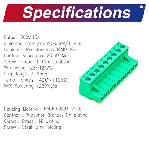 Tcenofoxy 5.08mm 2/3/4/5/6/7/8/9/10/11/12/13/14/15/16/18/20/24 PIN PHONIX CONNECTOR PCB CORLINAL COLLENT in Kuwait