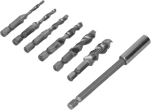 مجموعة الحفر الحفر مجتمعة بتات سداسي سداس متري M3 - M10 للصفائح الرقيقة من الألومنيوم الصلب (الفضة) in Saudi Arabia
