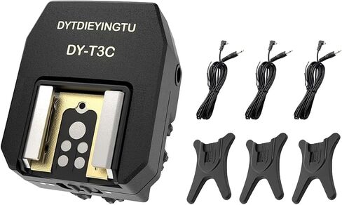DY-T3C لـ Canon Camera Flash Adapter Adapter Adapter Mounty Top-Thounded Assustory: تصوير متزامن متعدد الفلاش مع محول الكابل (DY-T3C 1PCS + PC Cable 1PCS) in Kuwait