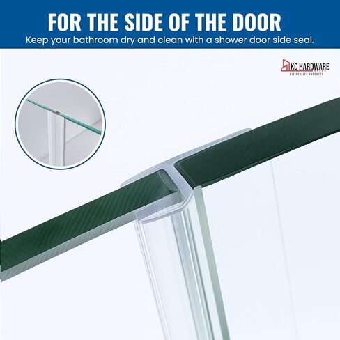 CBW Frameless Shower Door Side Seal Strip H-Type 180 Degree 72'' Length, Clear (1, 3/8'' Glass) in Saudi Arabia