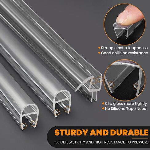 ختم باب دش ، 3 حزمة 3/8 "× 78" من الباب السفلي ، ختم الباب السفلي ، فوليترا أبواب دش بدون إطار شريط الجانب u-type ، اكتساح باب الدش لإيقاف تسرب الماء لمدة 3/8 بوصة (10 مم) in Saudi Arabia