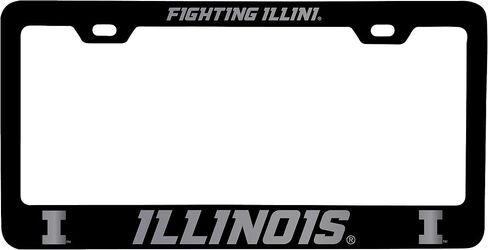 Illinois Fighting Illini Laser Engraved Metal License Plate Frame Black Officially Licensed Collegiate Product in Saudi Arabia