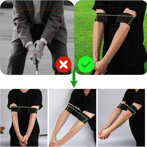 2PCS Golf Grip Trainer & Swing Band Arm Band ، ومرفق مدرب مريح للتدريب على الجولف ومدرب القبضة لتصحيح مواقع اليدين والتقلبات الميكانيكا in Saudi Arabia