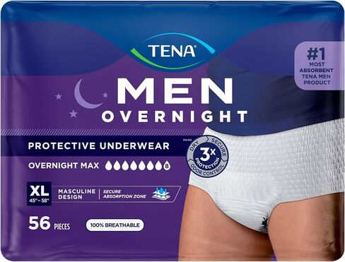 Tena MEN MEN SERENTINCEDWEAR للرجال ، والامتصاص بين عشية وضحاها ، وايت ، XXL ، 48 COUNT (قد تختلف العبوة)) in Kuwait