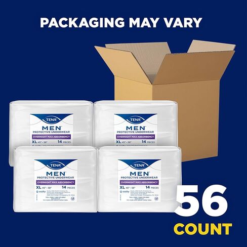 Tena MEN MEN SERENTINCEDWEAR للرجال ، والامتصاص بين عشية وضحاها ، وايت ، XXL ، 48 COUNT (قد تختلف العبوة)) in Kuwait