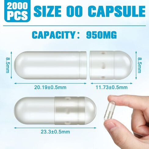 Timgle 2000 Count Empty Capsules with Lab Spoon Filling Kit Clear Fillable Empty Container DIY Vegetable Capsule Filling for Making Your Own Supplements in Saudi Arabia