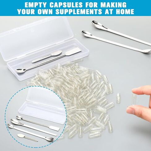 Timgle 2000 Count Empty Capsules with Lab Spoon Filling Kit Clear Fillable Empty Container DIY Vegetable Capsule Filling for Making Your Own Supplements in Saudi Arabia
