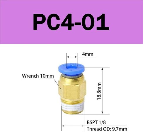 10Pcs PC 4/6/8/10/12mm Thread 1/8 1/4 3/8 1/2 Hose Connector Pipeline Quick Connector Pneumatic Air Fitting(PC4-01) in Kuwait