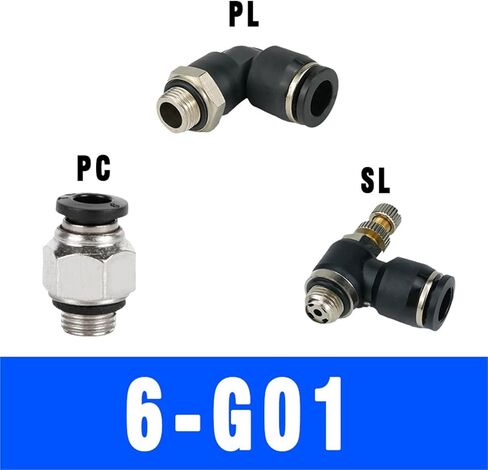 Pneumatic Hose Fitting PC PL SL With Sealing Ring Air Tube Connector G1/8 G1/4 G3/8 G1/2 1Pcs(6-M5 (6mm-M5),PL) in Saudi Arabia