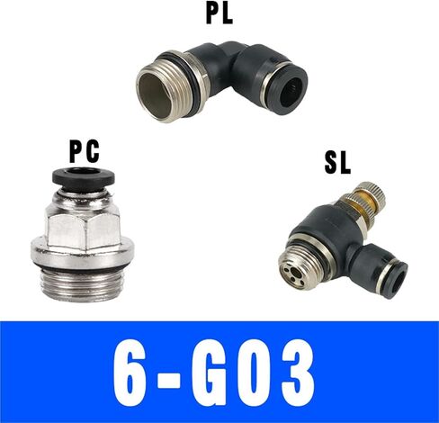Pneumatic Hose Fitting PC PL SL With Sealing Ring Air Tube Connector G1/8 G1/4 G3/8 G1/2 1Pcs(6-M5 (6mm-M5),PL) in Saudi Arabia
