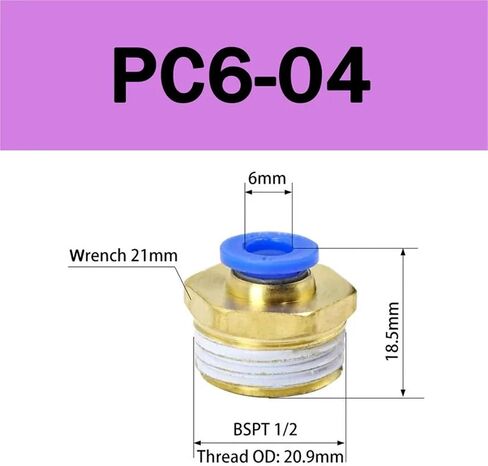 10Pcs PC 4/6/8/10/12mm Thread 1/8 1/4 3/8 1/2 Hose Connector Pipeline Quick Connector Pneumatic Air Fitting(PC4-01) in Kuwait