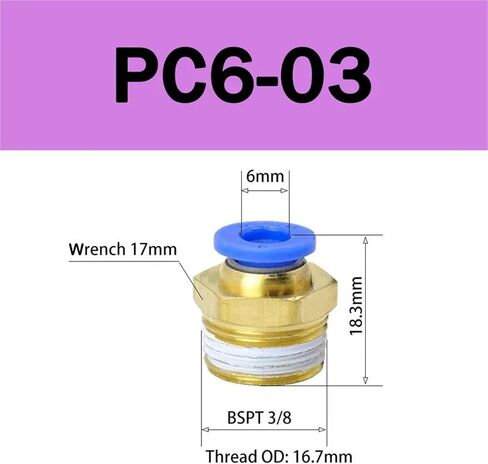 10Pcs PC 4/6/8/10/12mm Thread 1/8 1/4 3/8 1/2 Hose Connector Pipeline Quick Connector Pneumatic Air Fitting(PC4-01) in Kuwait