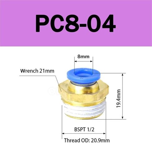 10Pcs PC 4/6/8/10/12mm Thread 1/8 1/4 3/8 1/2 Hose Connector Pipeline Quick Connector Pneumatic Air Fitting(PC4-01) in Kuwait