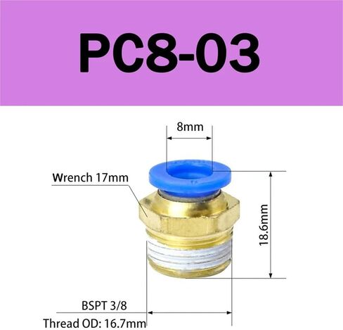 10Pcs PC 4/6/8/10/12mm Thread 1/8 1/4 3/8 1/2 Hose Connector Pipeline Quick Connector Pneumatic Air Fitting(PC4-01) in Kuwait