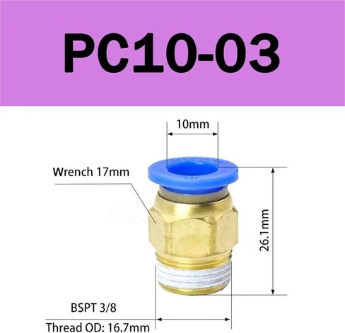 10Pcs PC 4/6/8/10/12mm Thread 1/8 1/4 3/8 1/2 Hose Connector Pipeline Quick Connector Pneumatic Air Fitting(PC4-01) in Kuwait
