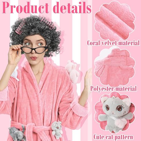Xtinmee 3 Pcs Halloween Cat Lady Adult Costume Robe and Wig Cat Eye Rhinestone Glasses for Women Cat Lovers Cosplay in Saudi Arabia