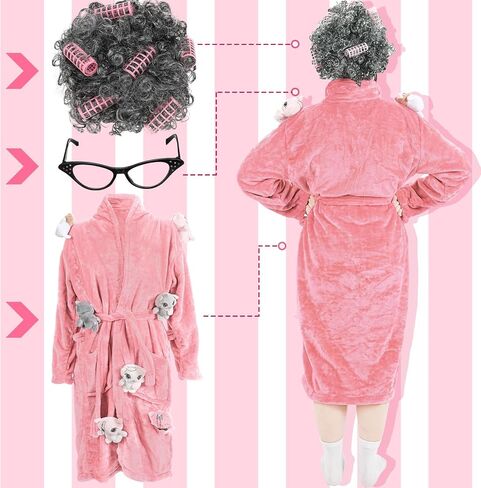 Xtinmee 3 Pcs Halloween Cat Lady Adult Costume Robe and Wig Cat Eye Rhinestone Glasses for Women Cat Lovers Cosplay in Saudi Arabia