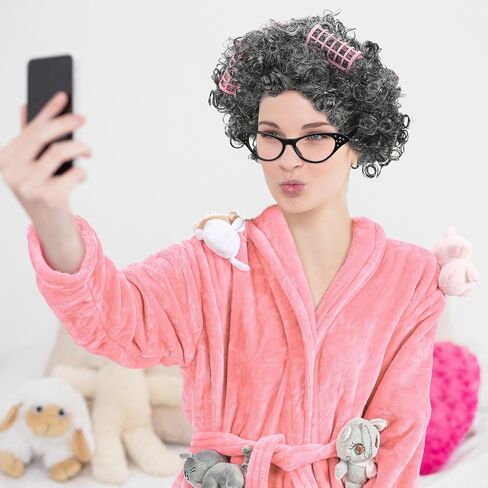 Xtinmee 3 Pcs Halloween Cat Lady Adult Costume Robe and Wig Cat Eye Rhinestone Glasses for Women Cat Lovers Cosplay in Saudi Arabia