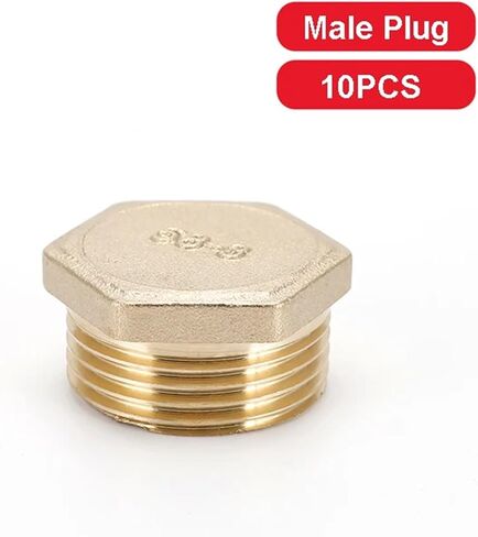 Copper 1/4" 1/2" Male Thread Brass Pipe Hex Head End Cap Fitting Coupler Connector Adapter 1Pcs(Female Plug,1/2") in Saudi Arabia