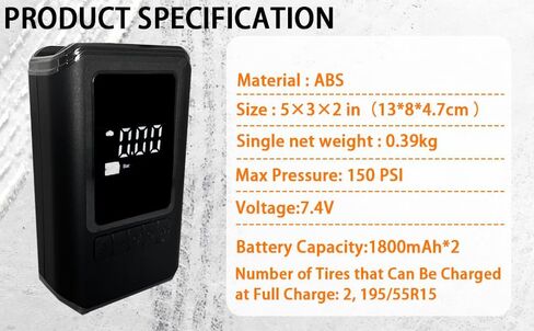 SUVCARMPING Tire Inflator Portable Air Compressor,Tire Air Pump for Car Tires - Car Accessories,Dual Power for 100V-230 AC and 12V DC Air Pump with Pressure Gauge, Max Pressure 101-150Psi. in Saudi Arabia