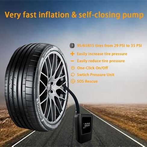 SUVCARMPING Tire Inflator Portable Air Compressor,Tire Air Pump for Car Tires - Car Accessories,Dual Power for 100V-230 AC and 12V DC Air Pump with Pressure Gauge, Max Pressure 101-150Psi. in Saudi Arabia