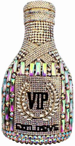 Glitter Women Champagne Bottle Evening Clutch Crystal Purse Cocktail Rhinestone Shoulder Bag Prom Diamond Handbag in Saudi Arabia