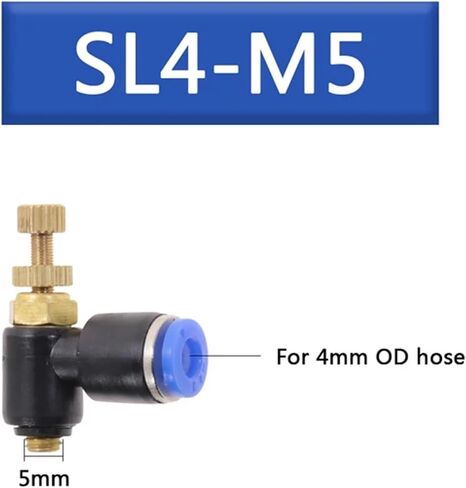 SL 4-12mm اتصال سريع التوصيل الهوائي M5 "1/8" 1/4 "3/8" 1/2 الهواء تنظيم صمام الصمام صمام الخانق 1PCs (SL4-01) in Kuwait