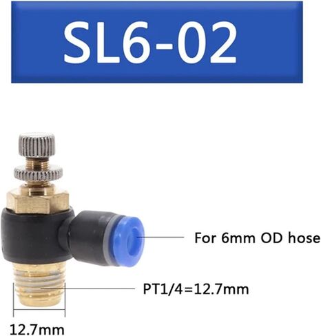 SL 4-12mm اتصال سريع التوصيل الهوائي M5 "1/8" 1/4 "3/8" 1/2 الهواء تنظيم صمام الصمام صمام الخانق 1PCs (SL4-01) in Kuwait