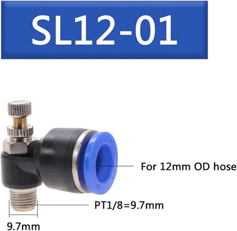 SL 4-12mm اتصال سريع التوصيل الهوائي M5 "1/8" 1/4 "3/8" 1/2 الهواء تنظيم صمام الصمام صمام الخانق 1PCs (SL4-01) in Kuwait