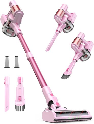 Pink Cordless Vacuum Cleaner, 45Kpa/550W/60 Mins Runtime Stick Vacuum with Self-Standing and Touch Screen, Anti-Tangle Wireless Vacumm, Vacuum Cleaners for Home/Pet Hair/Carpets/Floors in Saudi Arabia