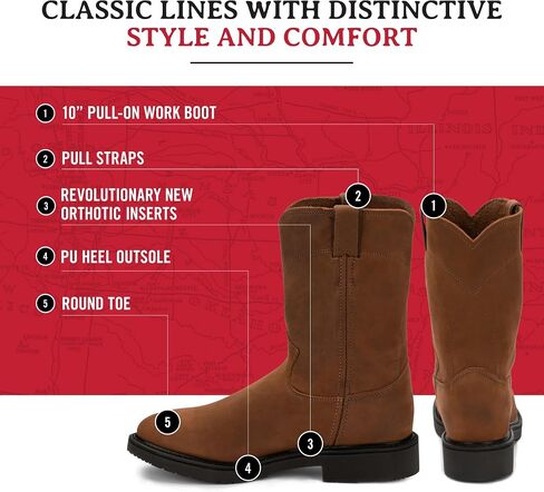 Justin Men's Conductor Electrical Hazard Pull-On Work Boot Soft Toe Copper 11 D(M) US in Saudi Arabia