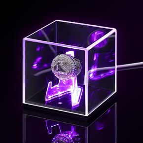 Acrylic Championship Ring Display Case with LED Light 7 Color Clear Ring Holder UV Protected Light up Display Box for Sports Basketball Baseball Souvenir Memorabilia Gift in Kuwait
