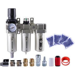 1pc 3 Stage Air Processor Desiccant Dryer And Air Regulator Treatment Particulate Filter Coalescing Filter Air Drying System(Semi-Auto Drain 3l4) in Kuwait