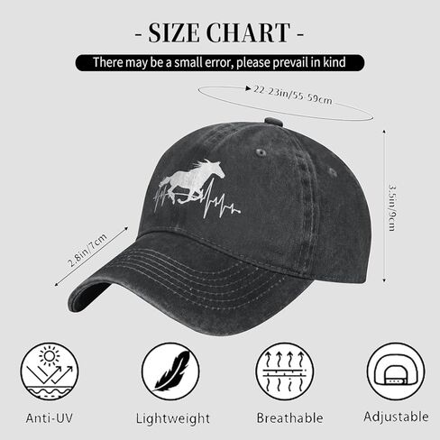 Yipaidel Women’s Horse Heartbeat Hat, Adjustable Vintage Washed Baseball Cap for Dad and Mom in Saudi Arabia